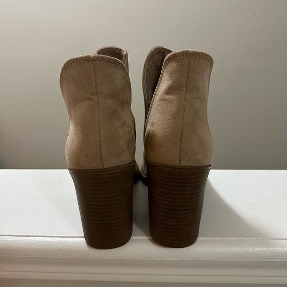 💥QUPID Tan Suede Ankle Booties Women’s size 9 Boots comfy block heel EUC - Picture 4 of 13